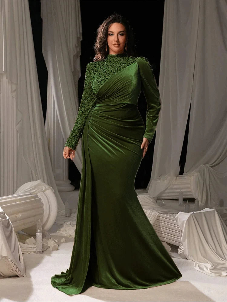 Plus Size Velvet Multicolor Dress