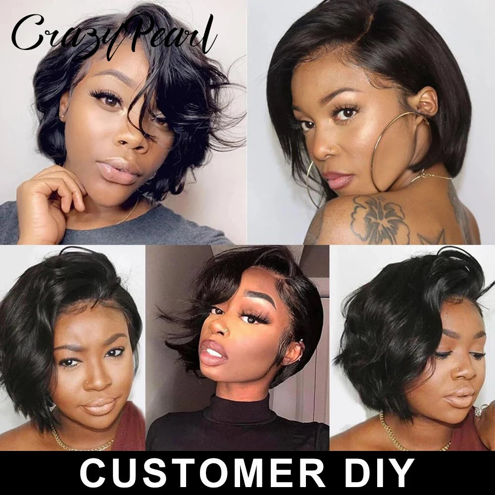 Short Lace Front Pixie Cut Human Hair Wig for Women
