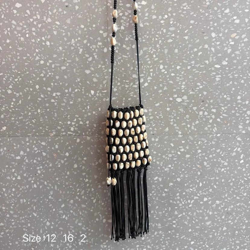 Handmade Beaded Rope Crochet Crossbody Bag for Women
