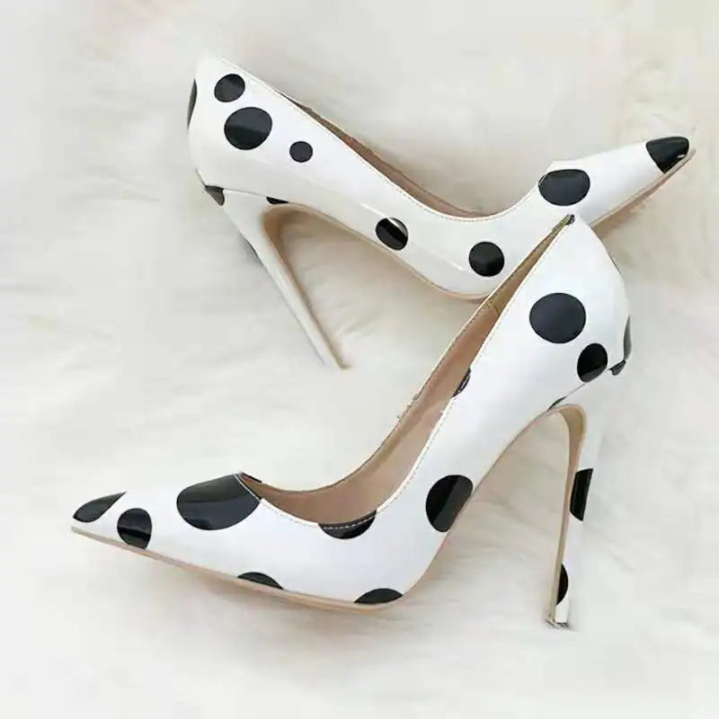 Polka Dot Pointed Toe High Heel Stiletto Pumps for Women