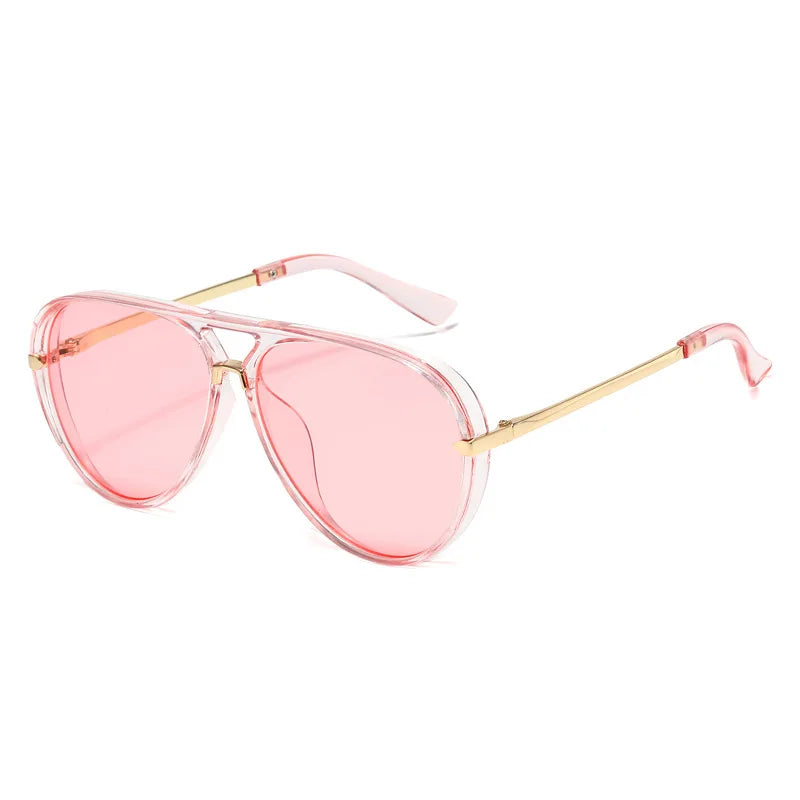 Green Pink Gradient Oval Sunglasses