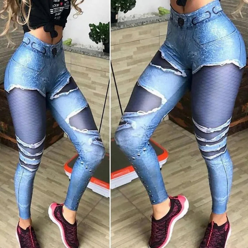 Plus Size Seamless Denim Leggings