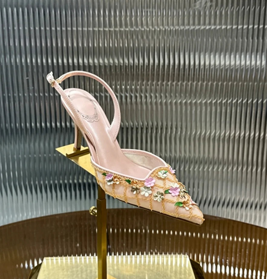 Floral Rhinestone Embellished Wedding Shoes for Women
