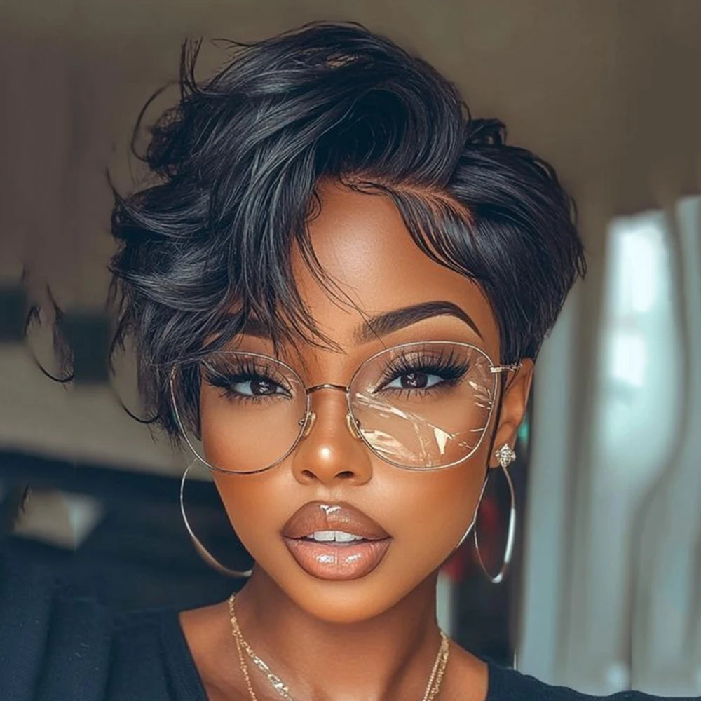 Short Curly Lace Frontal Human Hair Wig for Black Women