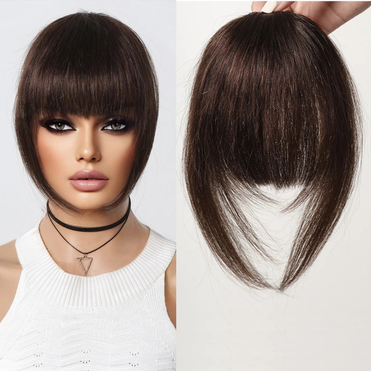 Thick Clip In Human Hair Bangs With Temples for Women