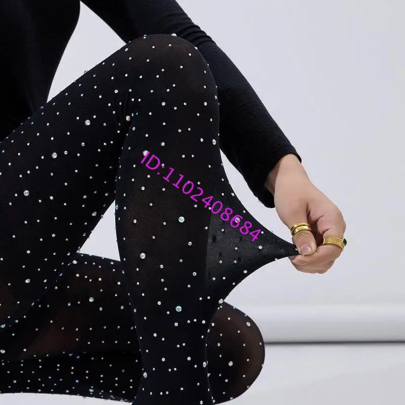 Black Lace Crystal Pointed Toe Over The Knee Boots For Women