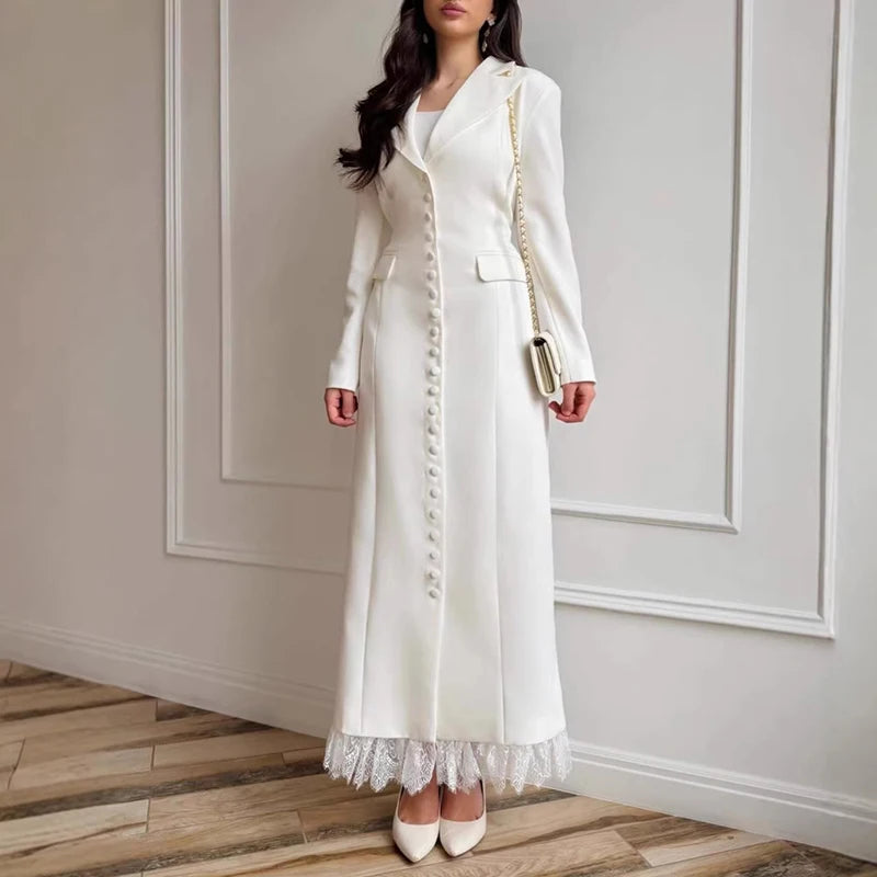 Spring Sexy V-neck Single Breasted Long Dress Women's Causal Long Sleeve Solid Color Party Dress Elegant Commute Tassel Dresses