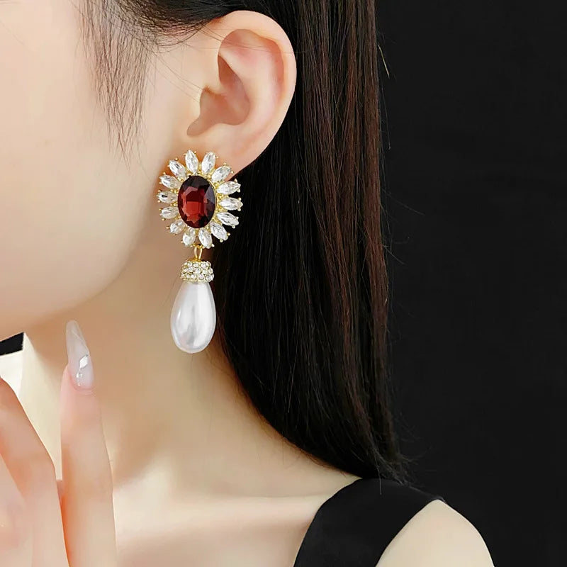 Simulated Pearl Necklace And Earring Set