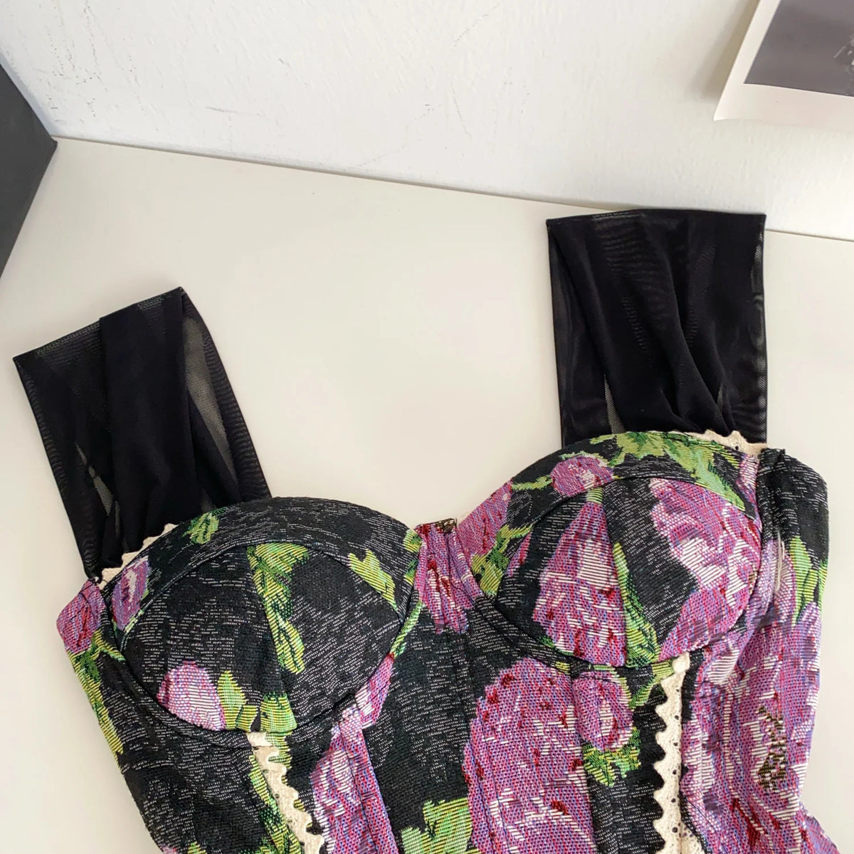 Vintage Floral Lace Spliced Camisole Tank Top for Women