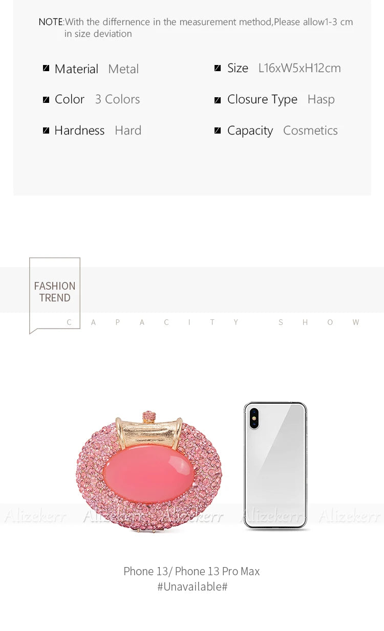 Shimmering Crystal Embellished Oval Evening Clutch for Women