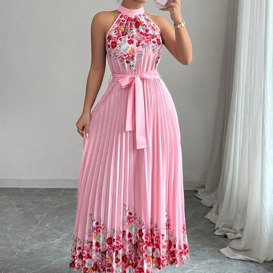 Chic Lace Up Halter Maxi Dress