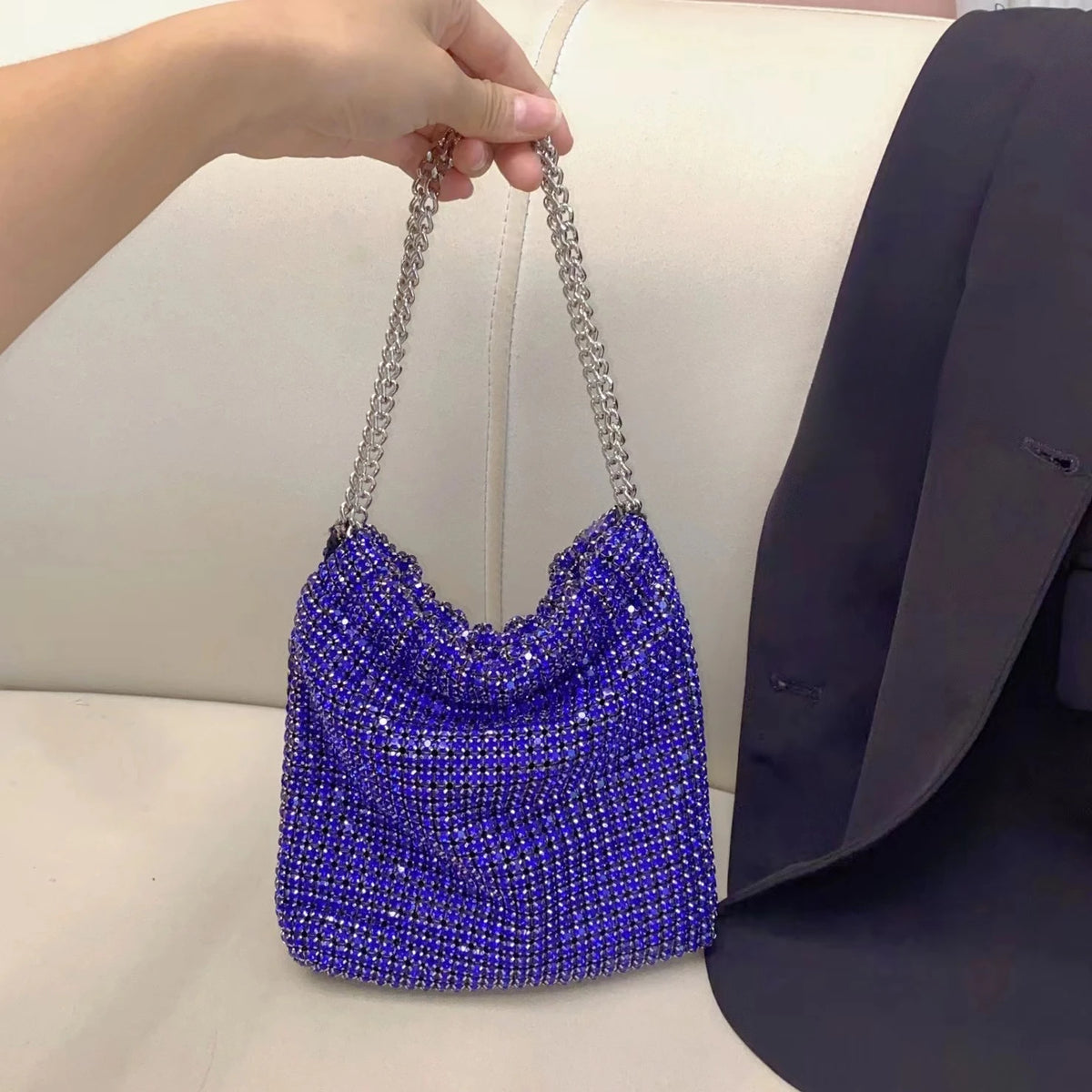 Diamond Encrusted Small Square Shoulder Bag for Women