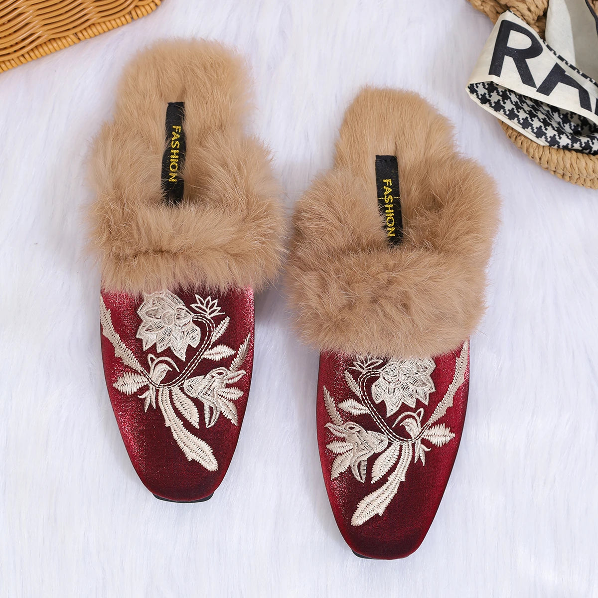 Plush Faux Fur Slippers