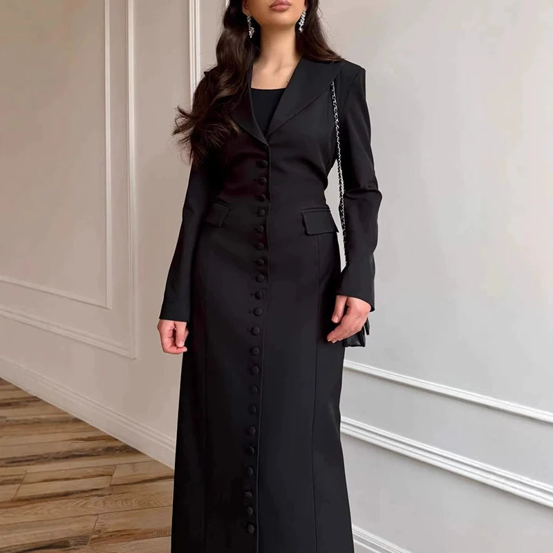Spring Sexy V-neck Single Breasted Long Dress Women's Causal Long Sleeve Solid Color Party Dress Elegant Commute Tassel Dresses