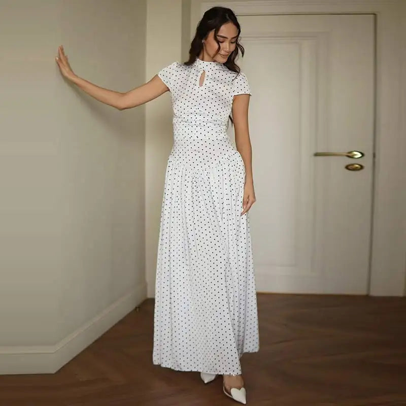 Elegant Hollow Out Lace Up Ankle Length Dress for Women