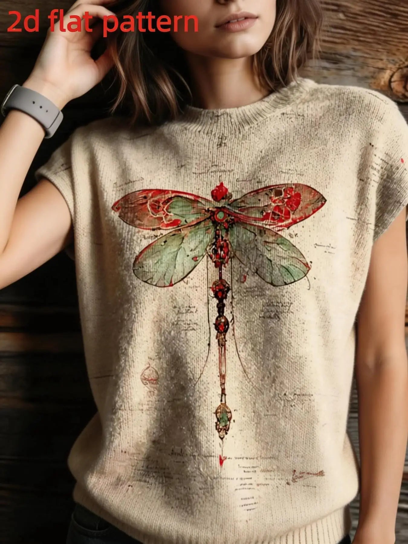 Printed Design Sleeveless Round Neck Top for Women