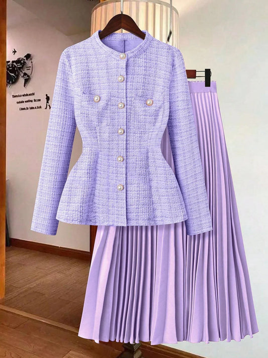 Stamper Women's Two-Piece Set Without Belt, Stylish Summer, Comfortable Everyday Wear, Perfect for Casual Days, Elegant Design,