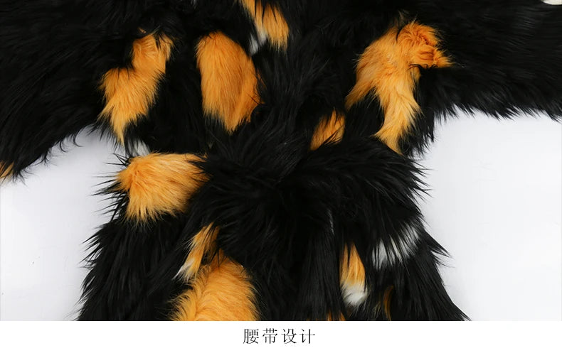 Soft Thick Mandarin Collar Faux Fox Fur Coat For Women