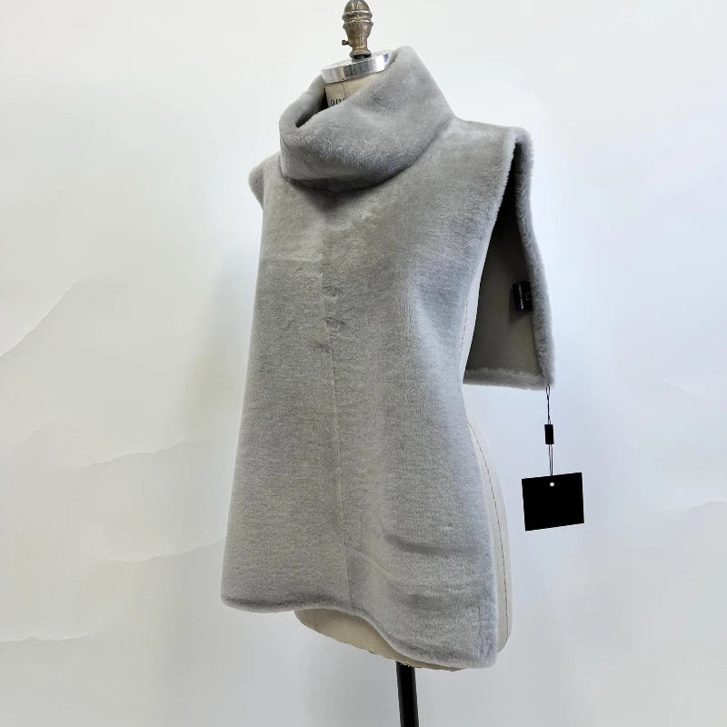 Mandarin Collar Faux Fur Vest
