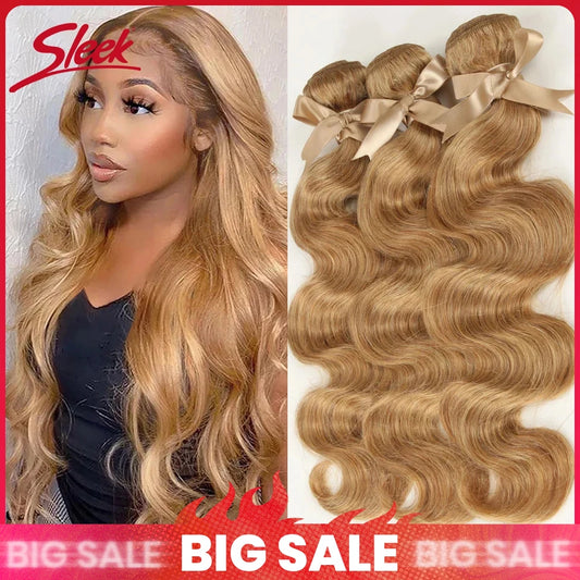 Natural Honey Blonde Brazilian Body Wave Hair Bundles for Women