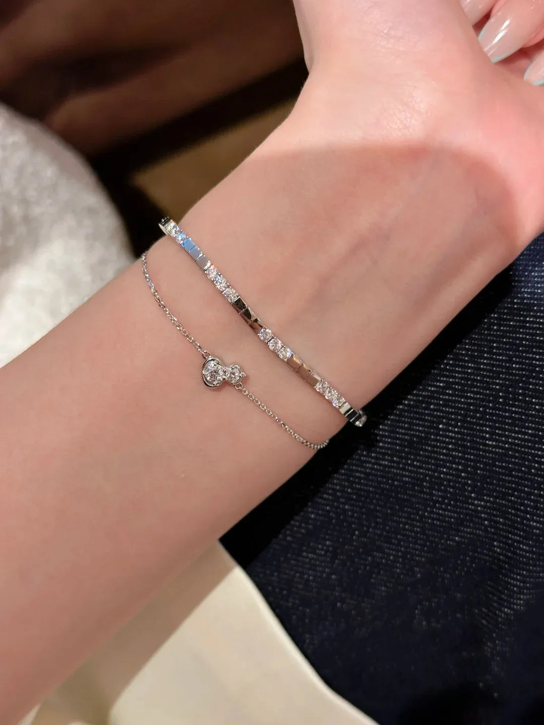 Geometric Cubic Zirconia Tennis Bracelet for Women