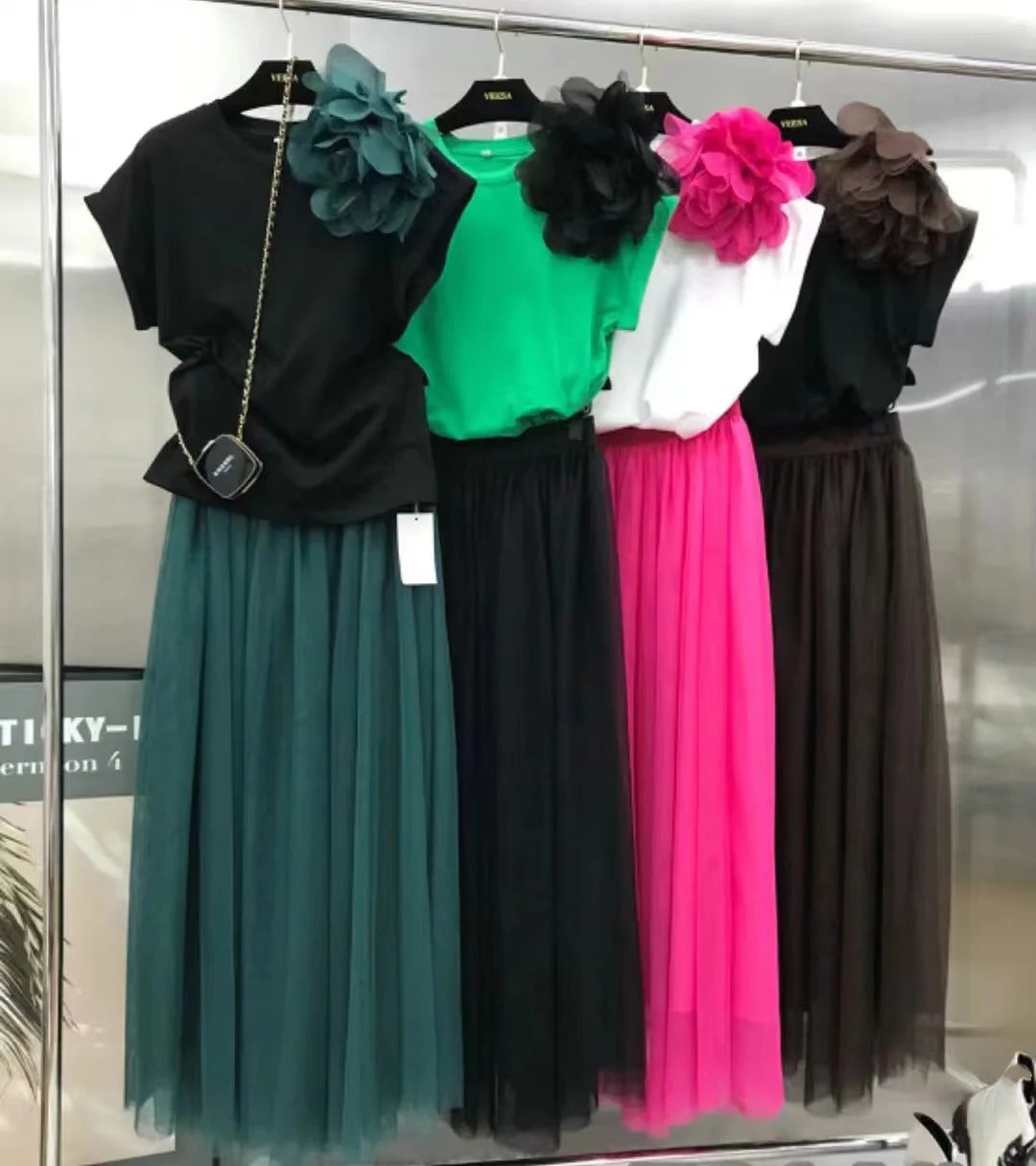 Floral Stitch Summer Two Piece Dress Set for Women