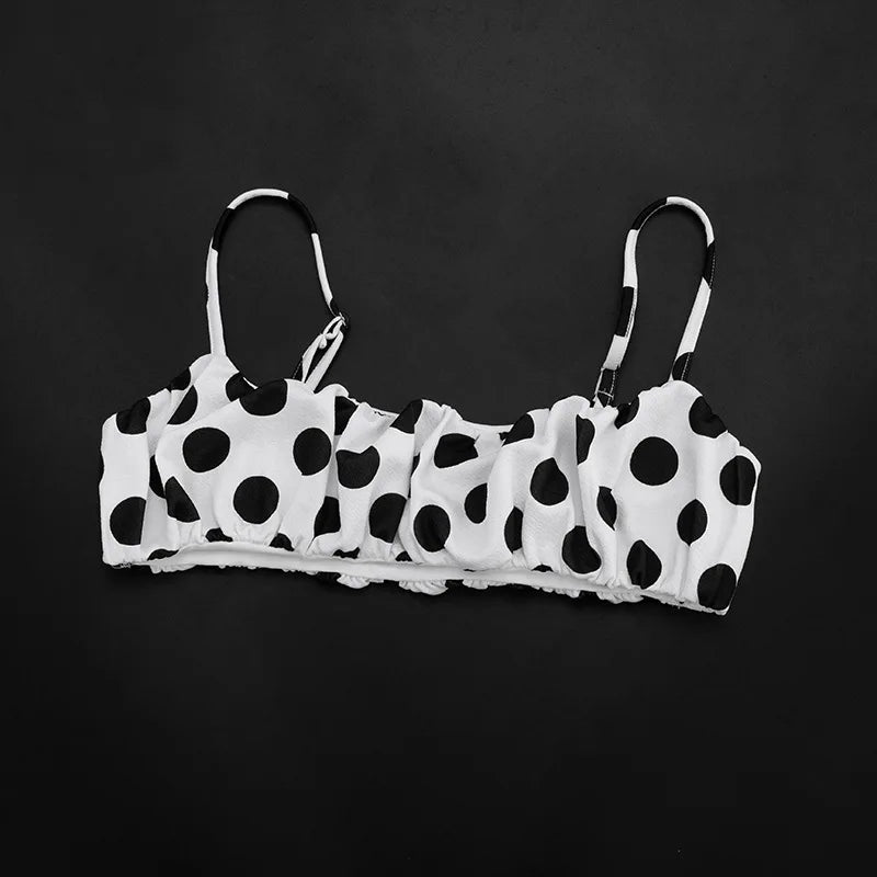 Polka Dot Spaghetti Strap Crop Top and Shorts Two Piece Set for Women
