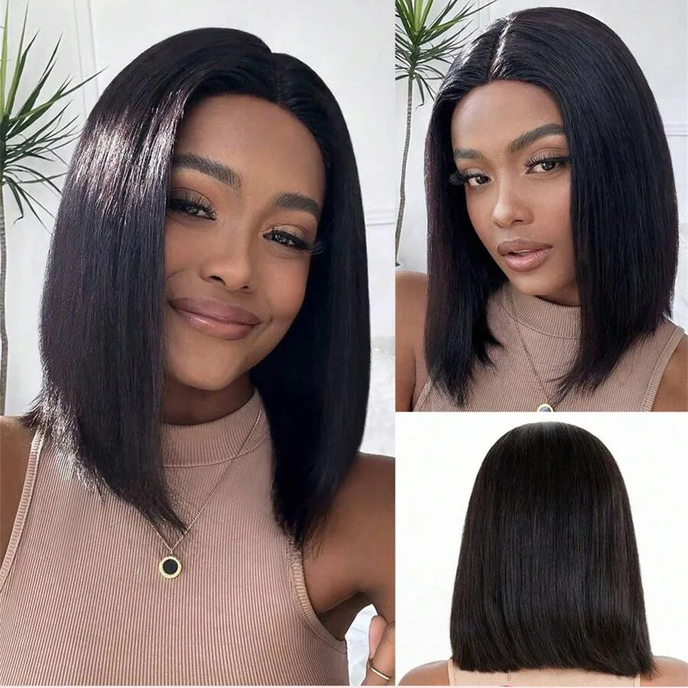 HD Straight Brazilian Human Hair Bob Lace Front Wig for Women