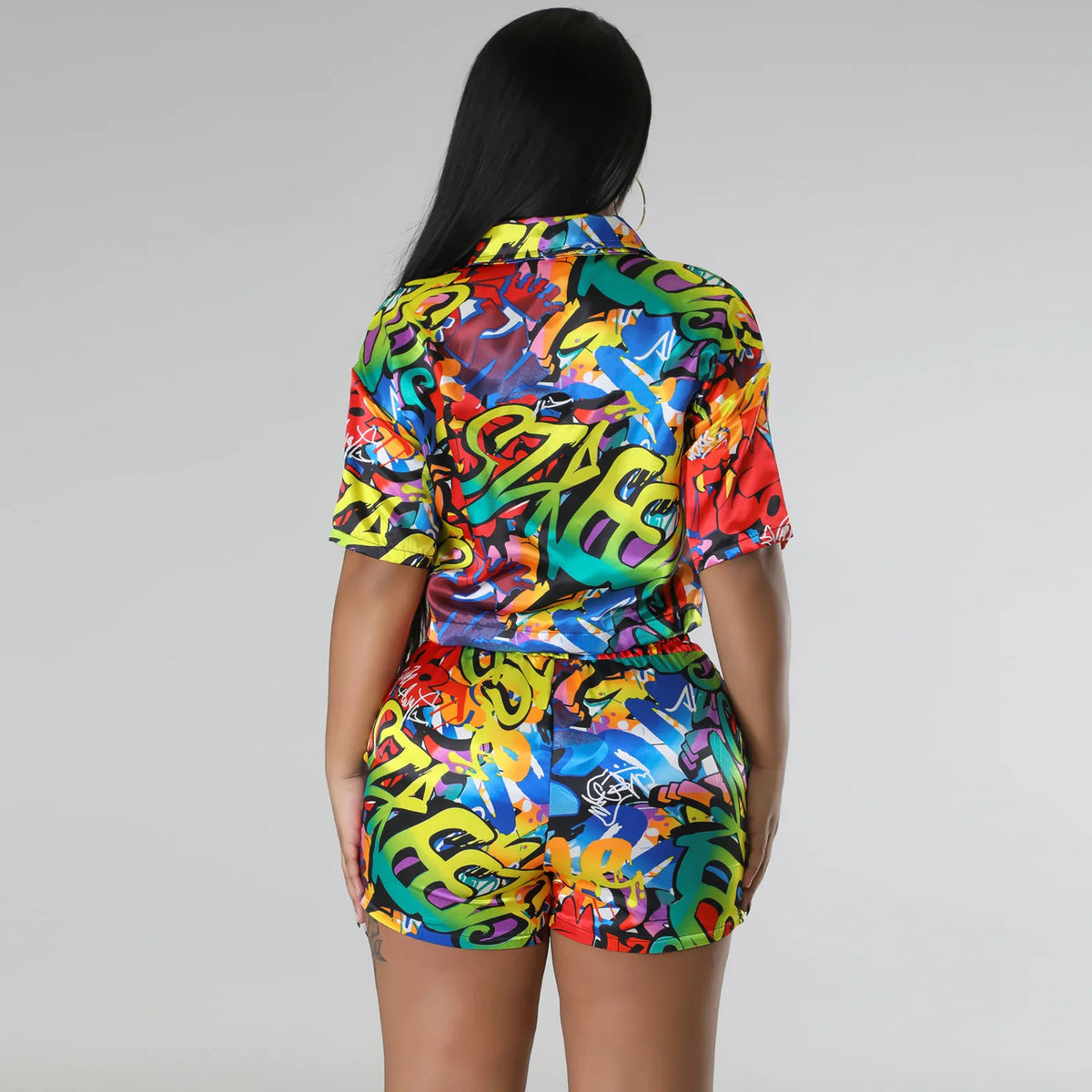 African Print Dashiki Two Piece Set With Shorts for Women