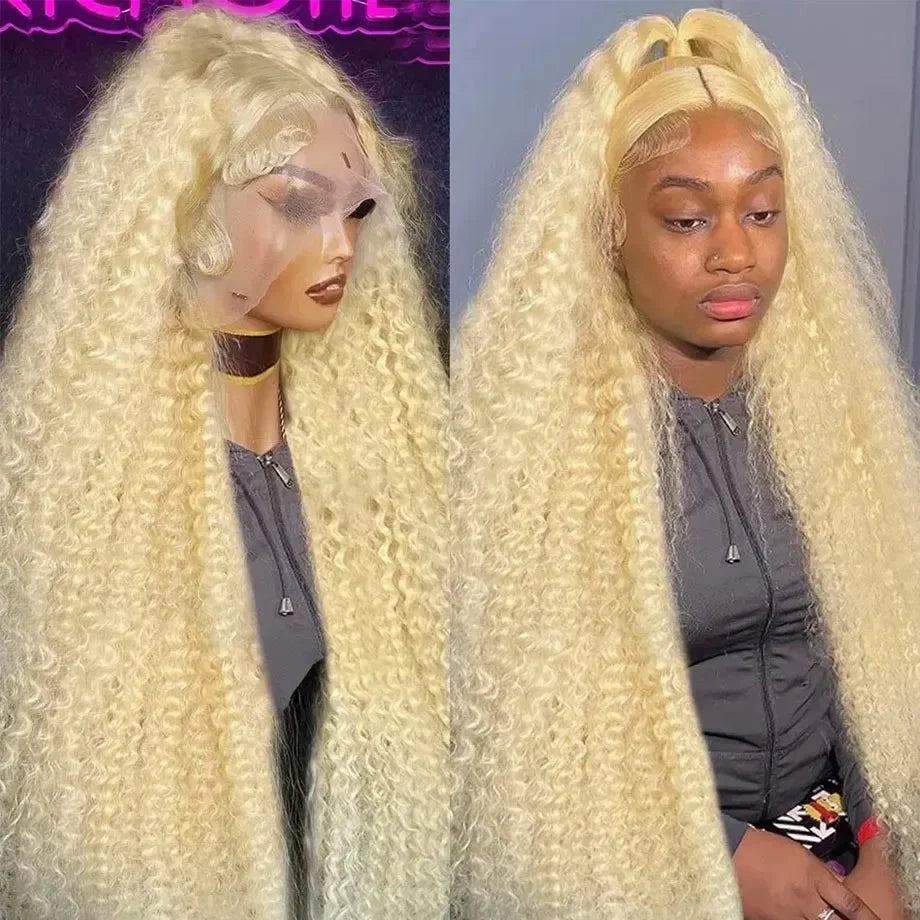 Honey Blonde Deep Wave Lace Front Human Hair Wig for Women