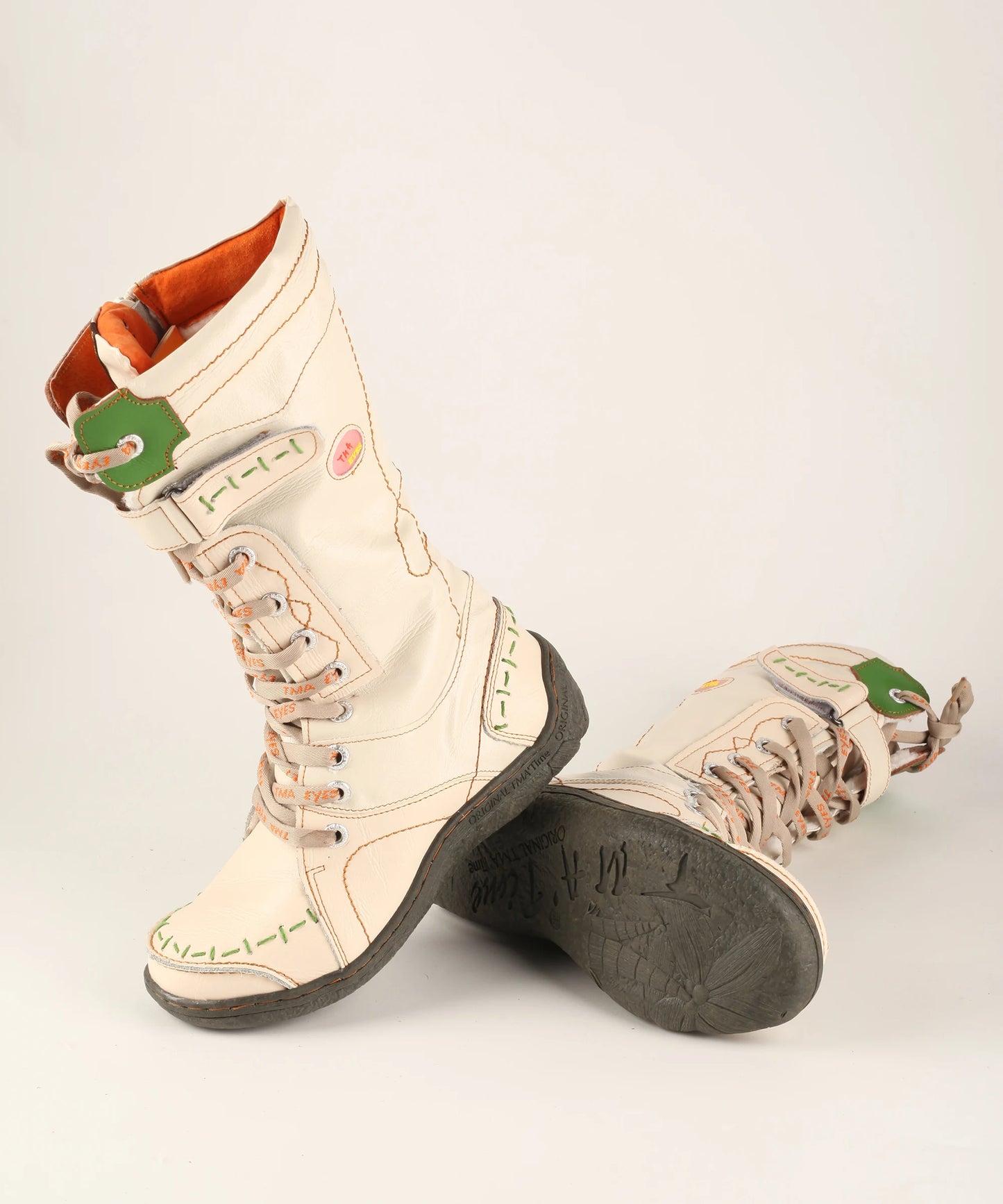 Hand Stitched Leather Mid Calf Boots