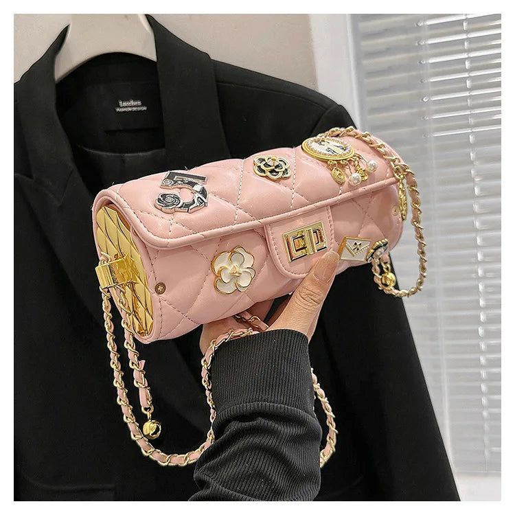 Textured Diamond Grid Crossbody Shoulder Bag for Women