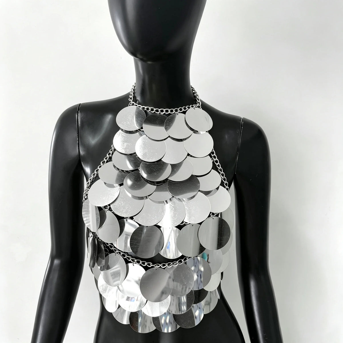 Shimmering Sequin Halter Tassel Crop Top for Women