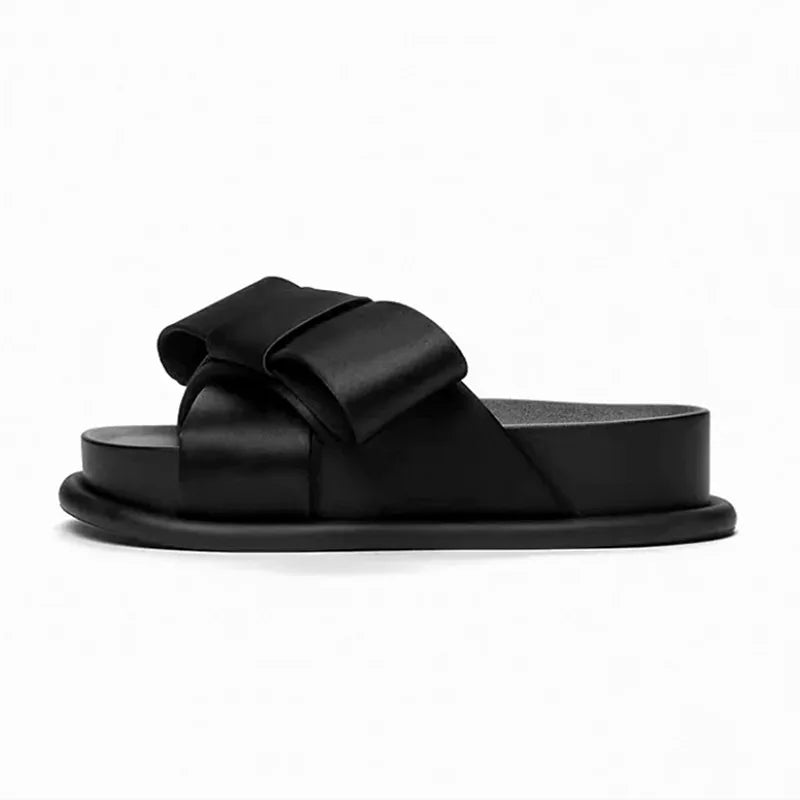 Cute Butterfly Knot Platform Slide Sandals for Women