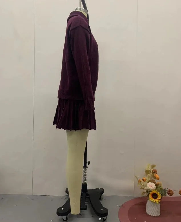 Cotton Linen Pleated Skirt Set