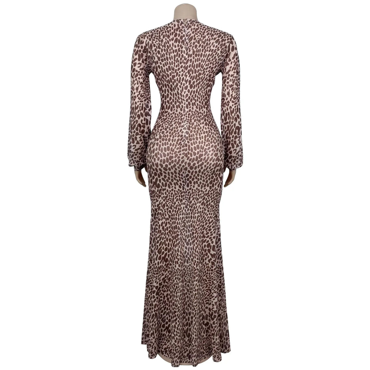 Leopard Print Deep V Neck High Slit Maxi Dress for Women