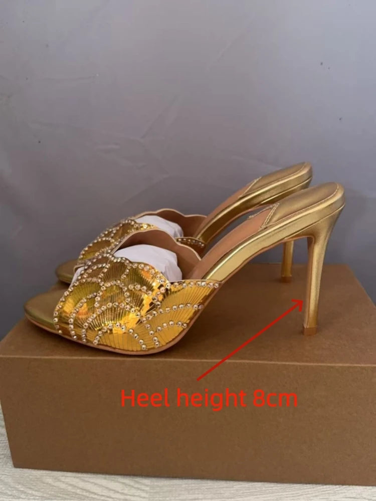 Luxurious Sparkling Fish Mouth Strap Sandals for Women