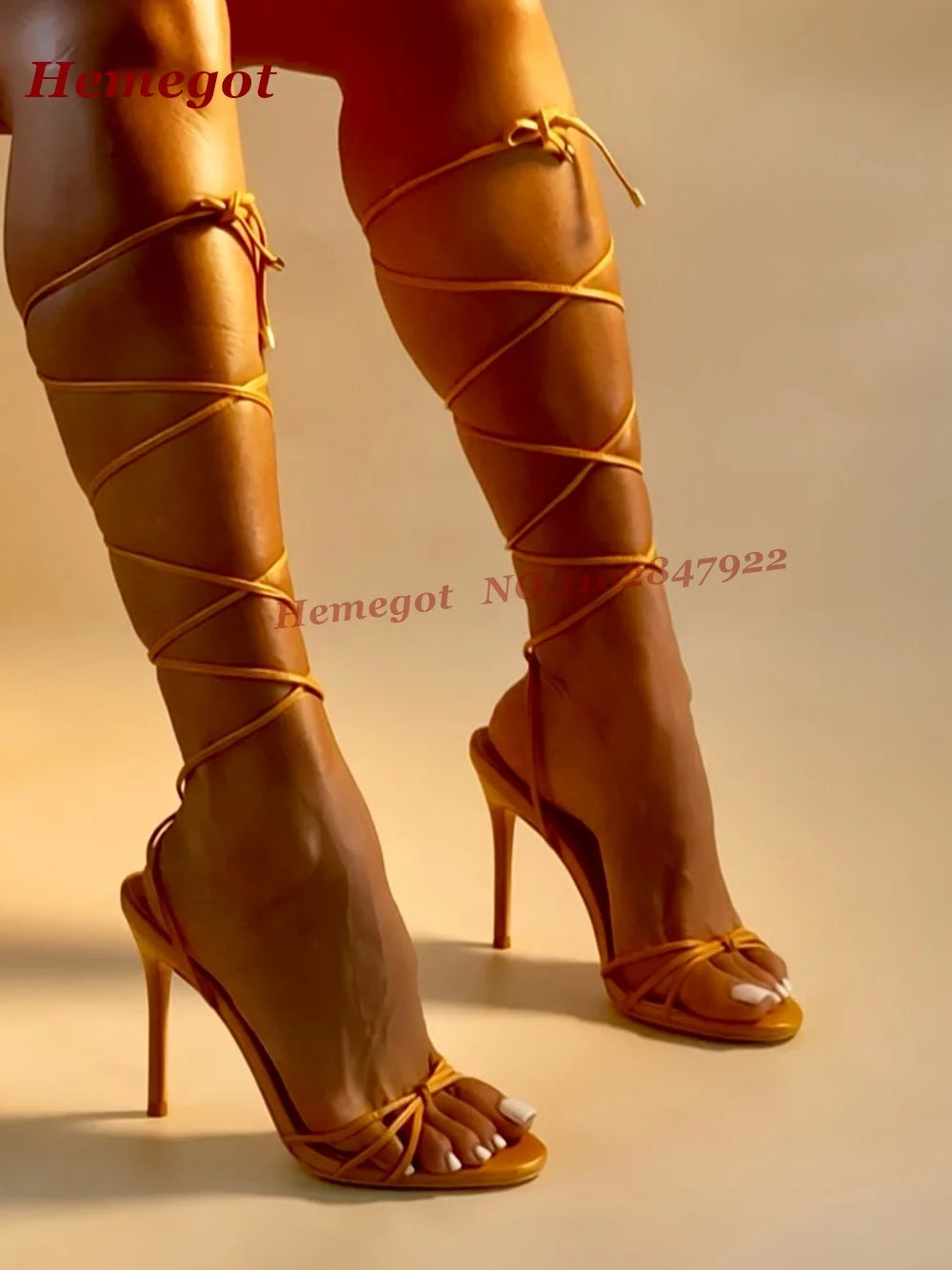 Orange Bows Cross Strappy Open Toe Sandals for Women