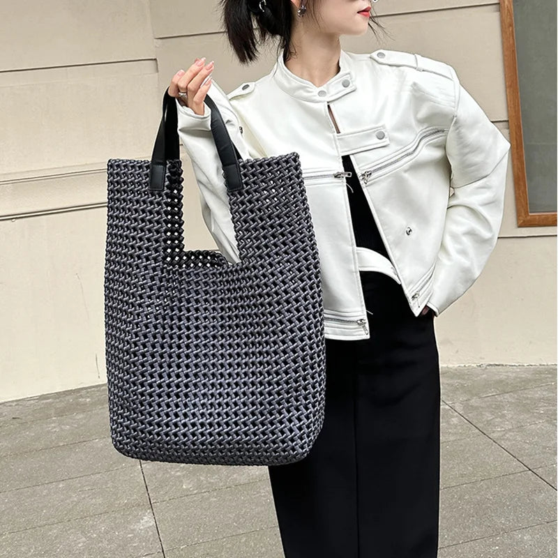 Rope Woven Shoulder Tote Bag