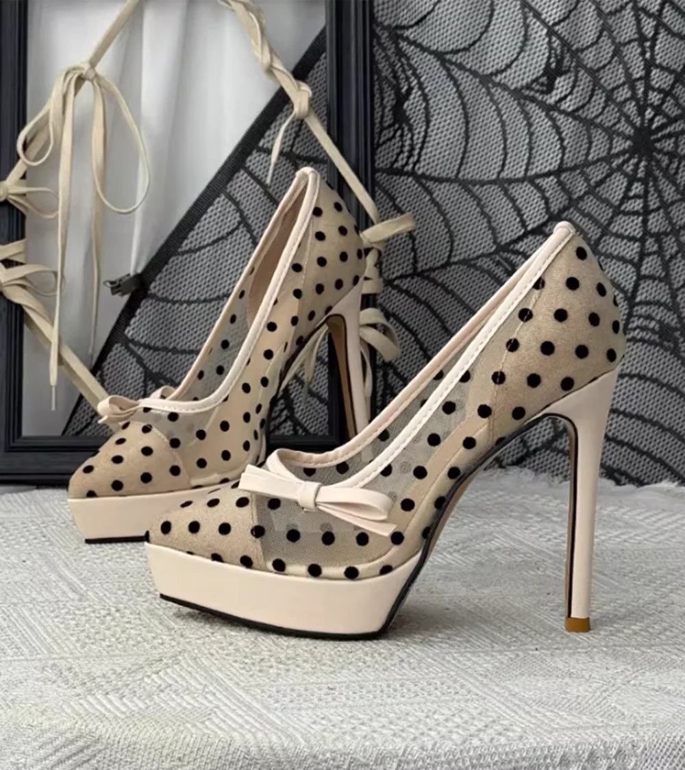 Polka Dot Bow Accent Pumps
