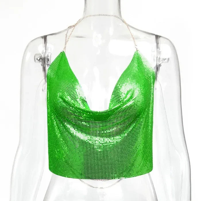Tank Top Women Metal Sequin Camisole Party Nightclub Music Festival Sleeveless Sexy Vest for Female Streetwear 2025 Summer New
