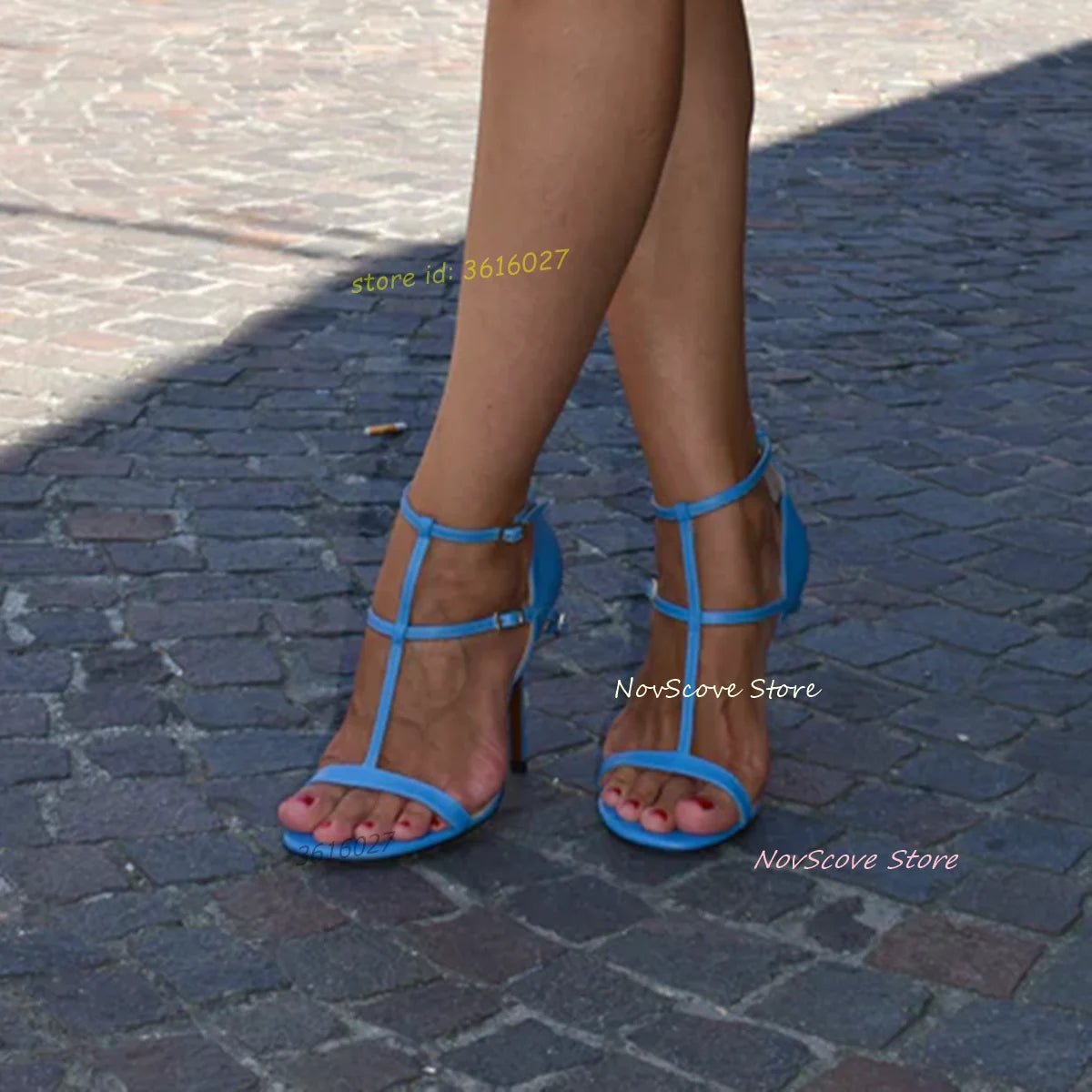 Cutout T Strap Open Toe Stiletto Sandals With Buckle For Women