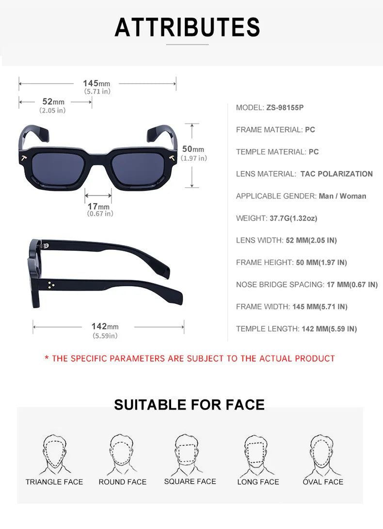 Small Square Polarized Sunglasses