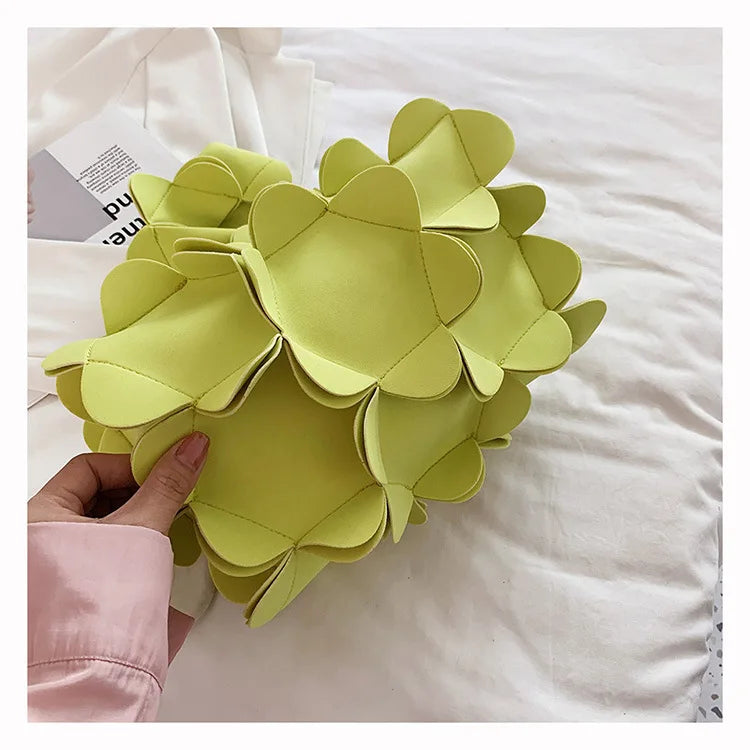 Korean Style 3D Flower PU Leather Shoulder Bag for Women