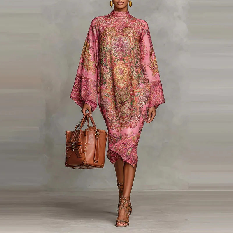 Horn Sleeve Midi Dress