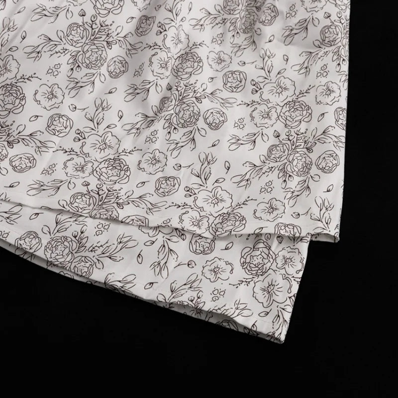 Elegant Printed Long Sleeve V Neck Mini Dress for Women