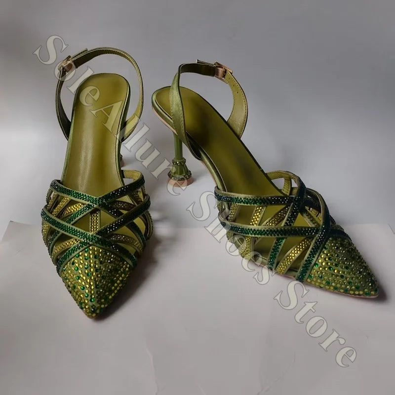 Pointed Toe Patent Leather Crisscross Straps Pumps For Women