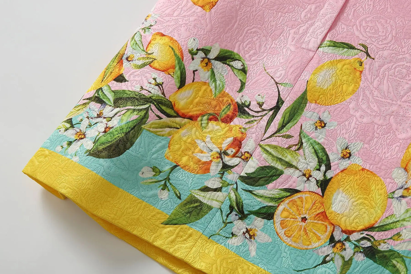 Vintage Jacquard Printed Lemon Vest A-line Dress Summer New Fashion Round Neck Sleeveless Slim Temperament Short Women's Dress