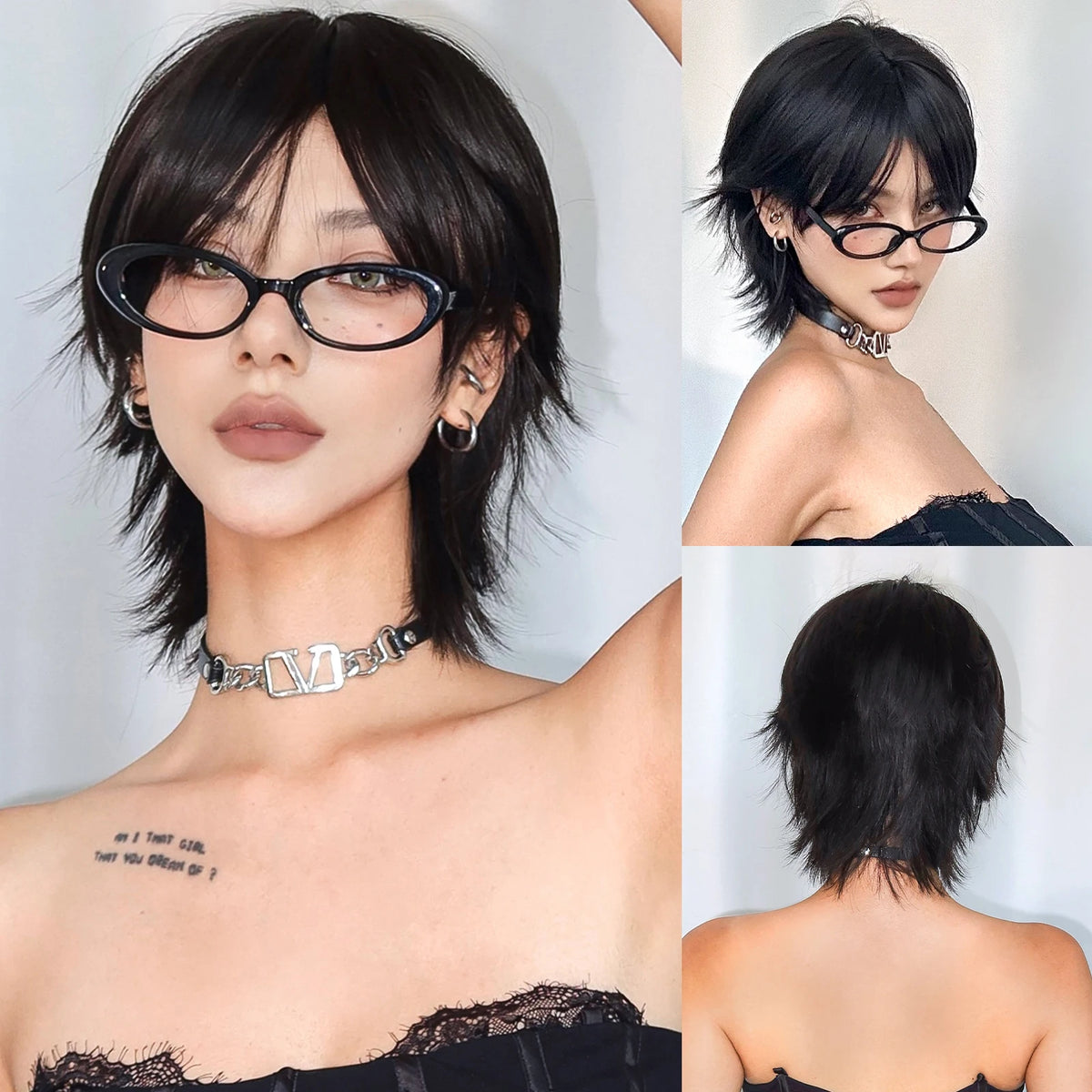 Natural Black Heat Resistant Pixie Cut Wig for Women