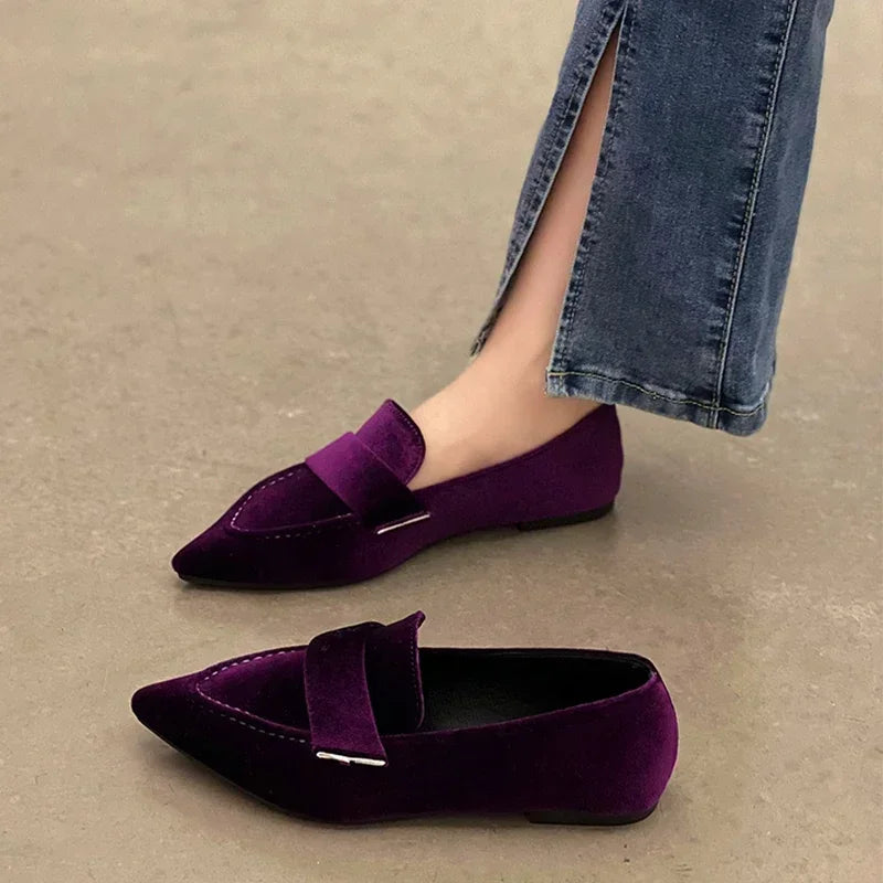 Slip On Casual Suede Pointed Toe Ballet Flats for Women